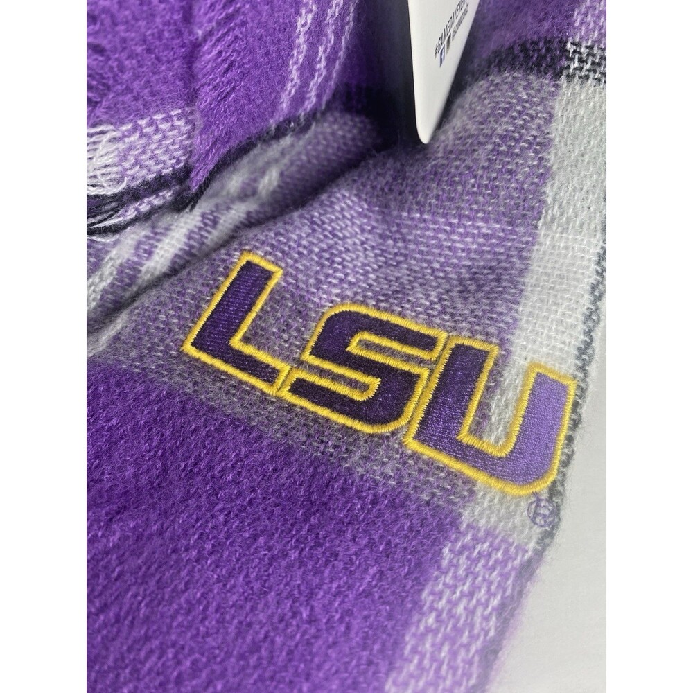 LSU Scarf Tigers Louisiana Plaid Blanket Purple Tailgate Wrap 2.5’x6’ NWT